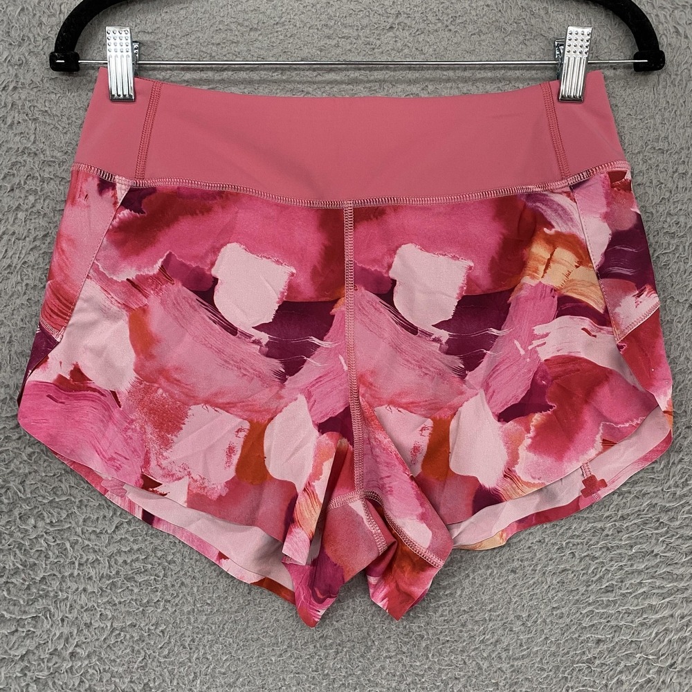 Athleta Run With It Shorts Womens XS Pink Abstract 3 Inch Running Athletic Lined